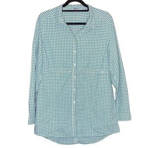 Toad & Co Wm’s Sz Lrg Green White Gingham Debug UPF Lightweight Woven Tunic Shir